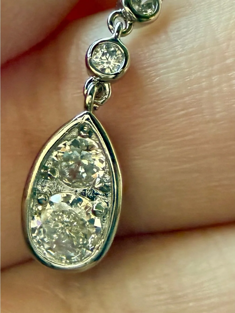 NEW! 14k White Gold Plated Teardrop Dangle Earrings with Clear CZ Stones